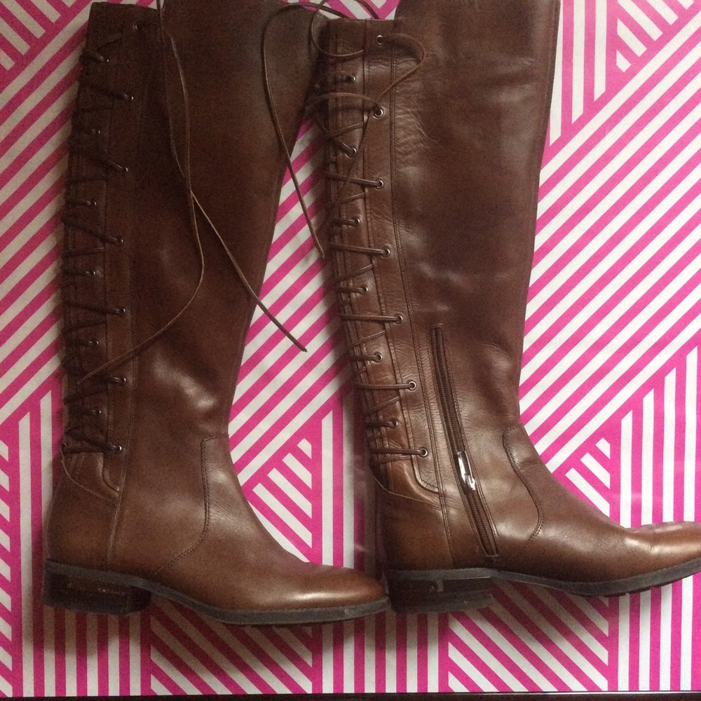 Vince Camuto leather cognac riding fall boots